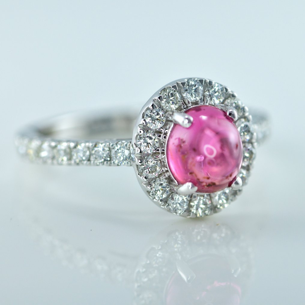 Ring - 14 kt. White gold - 2.23ct. tw. Spinel - Diamond - Burma Spinel Ring