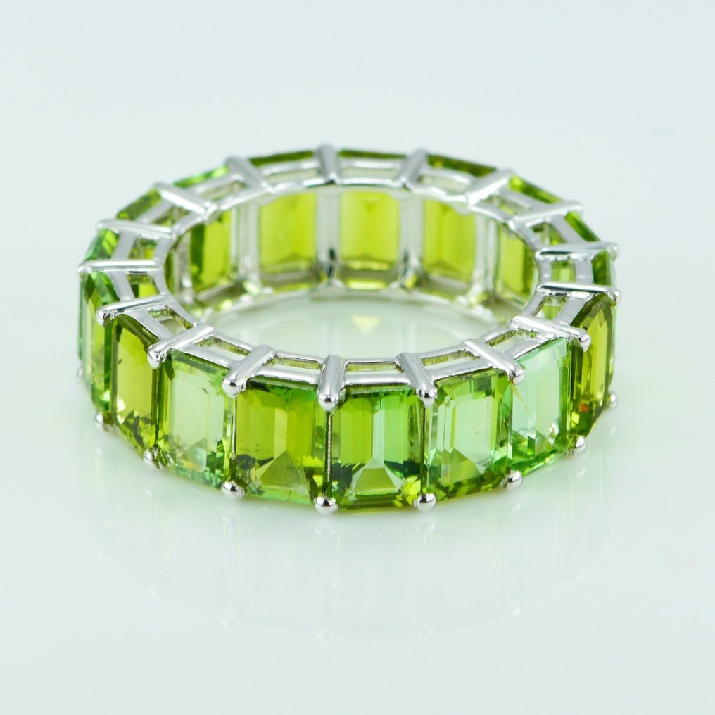 Ring - 14 kt. White gold - 8.69ct. tw. Tourmaline - Wedding band