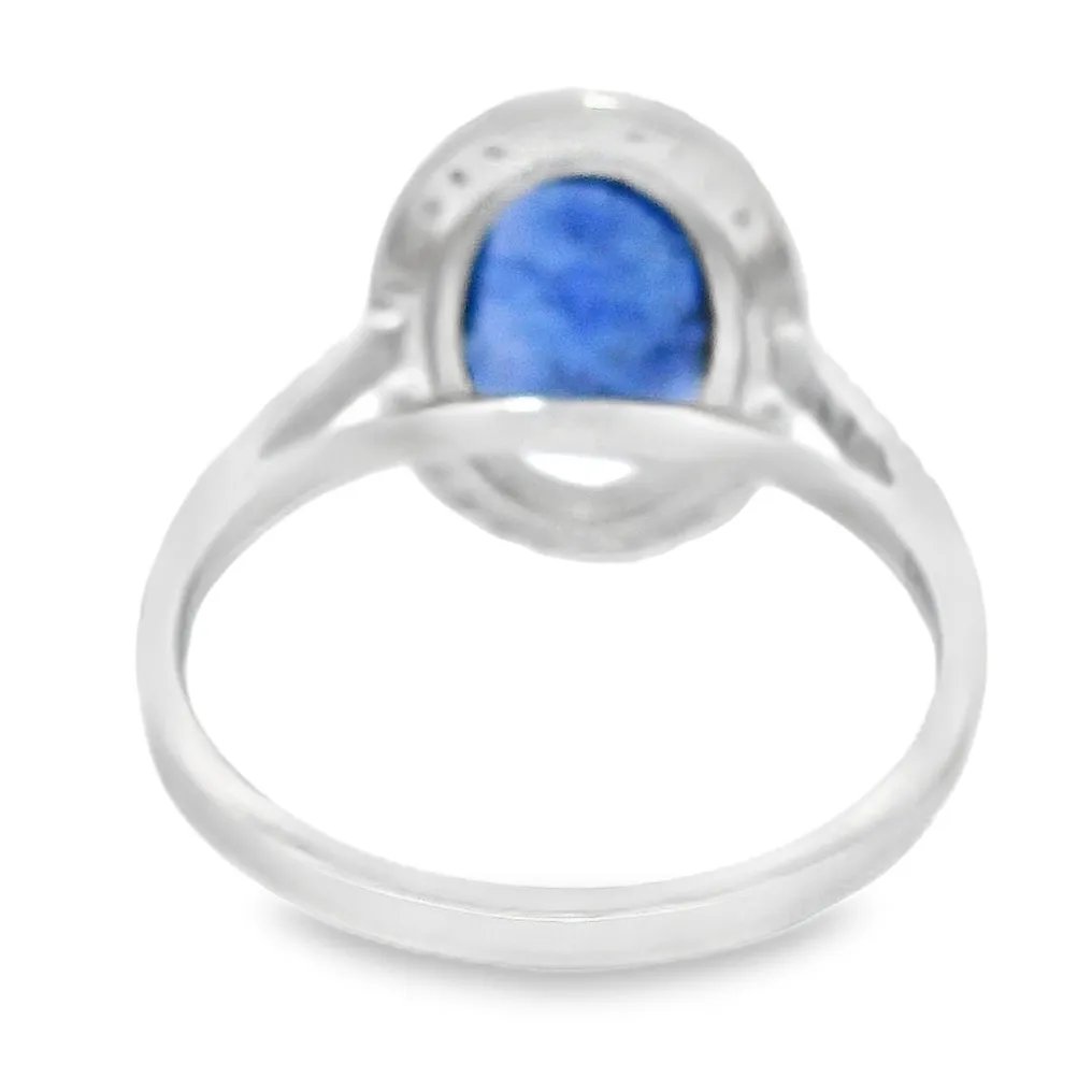 Ring Platinum - 4.24ct. tw. Sapphire - Diamond