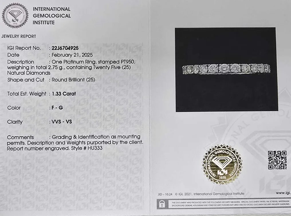 Ring Platinum - 1.33ct. tw. Diamond (Natural)