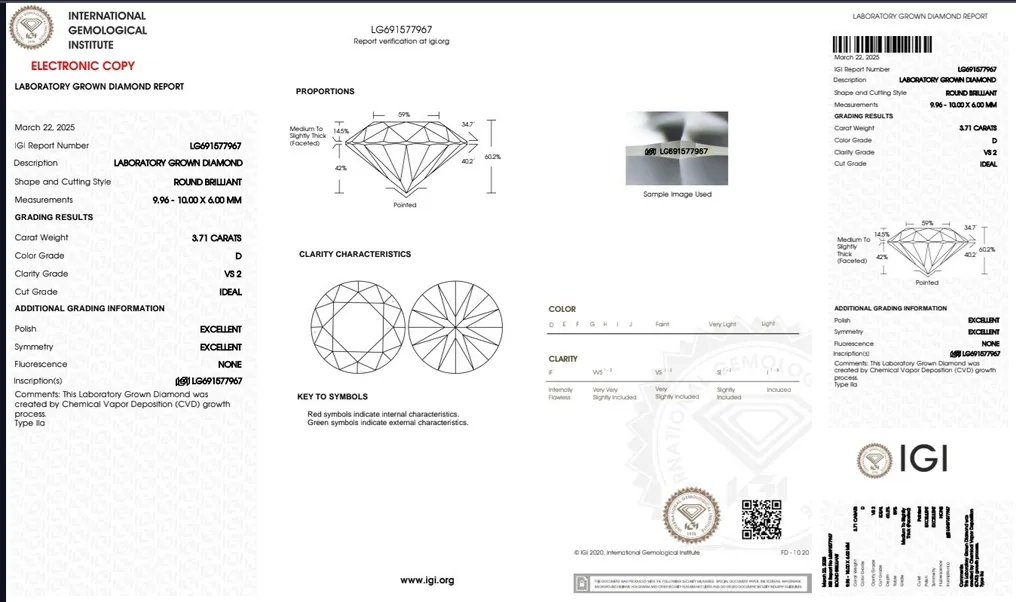Ring - 18 kt. White gold - 4.16ct. tw. Diamond (Lab-grown) - Diamond - D ( Colourless )