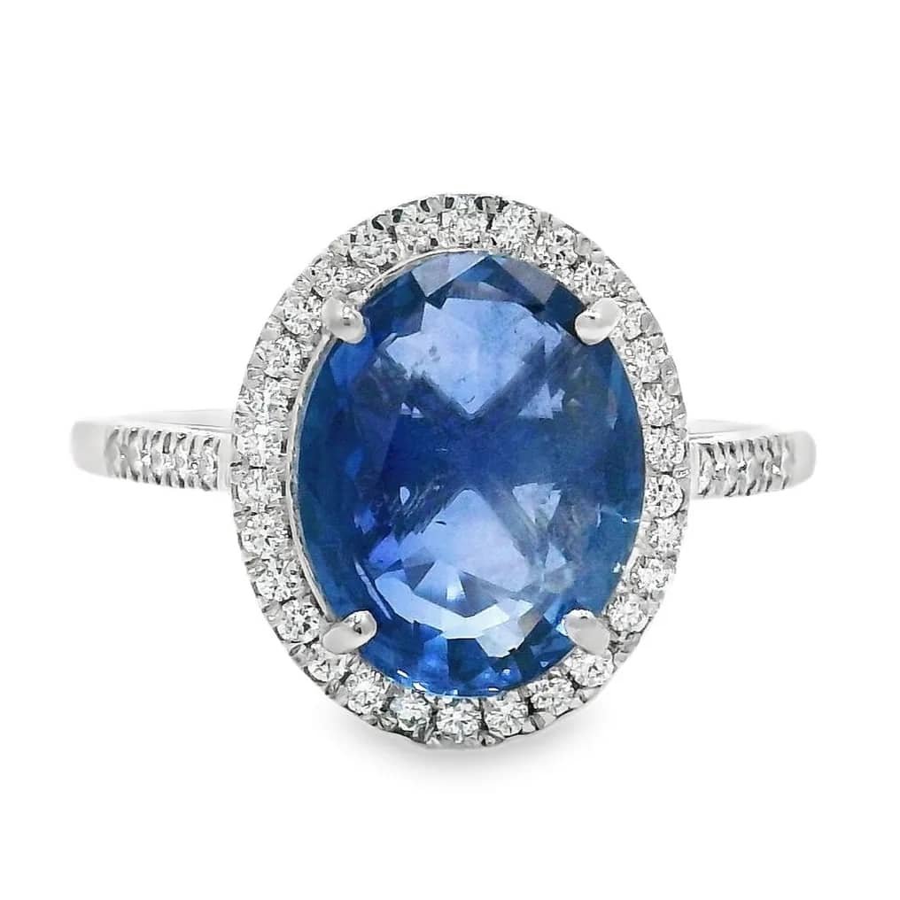 Ring Platinum - 3.72ct. tw. Sapphire - Diamond - IGI