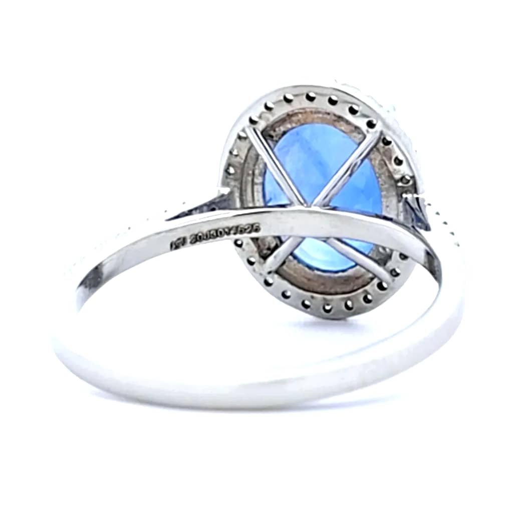 Ring Platinum - 3.72ct. tw. Sapphire - Diamond - IGI
