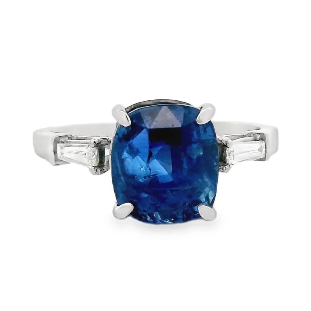 Wedding ring Platinum - 4.63ct. tw. Sapphire - Diamond - Plat 950 diamond Sapphire
