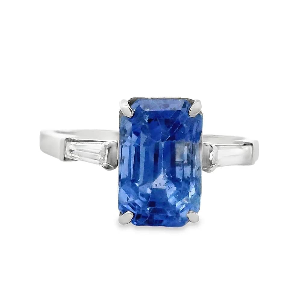 Ring Platinum - 4.64ct. tw. Sapphire - Diamond - Sri Lanka sapph Plat 950