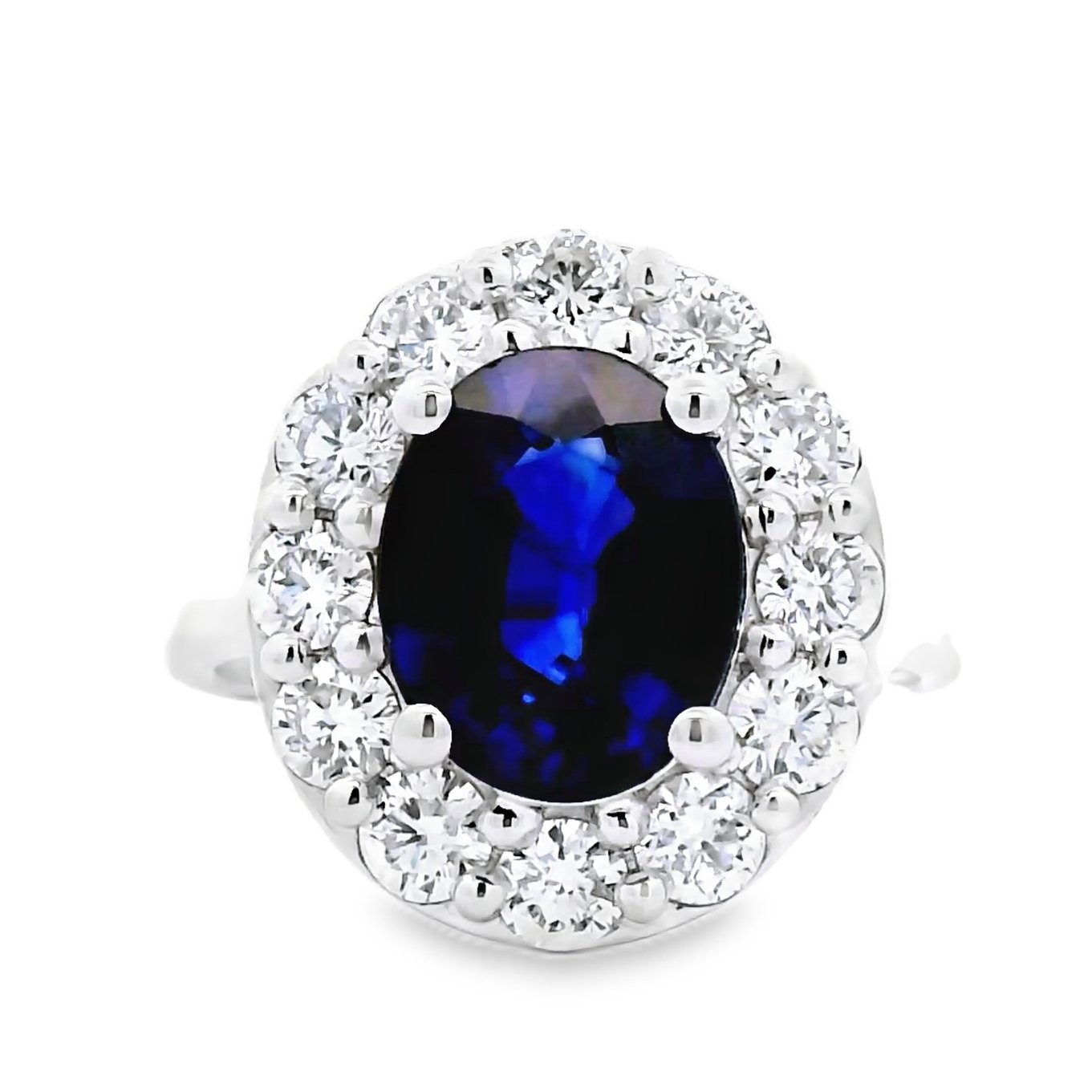 14k white gold 8.25 ct tw. lab-grown Sapphire-Diamond Ring