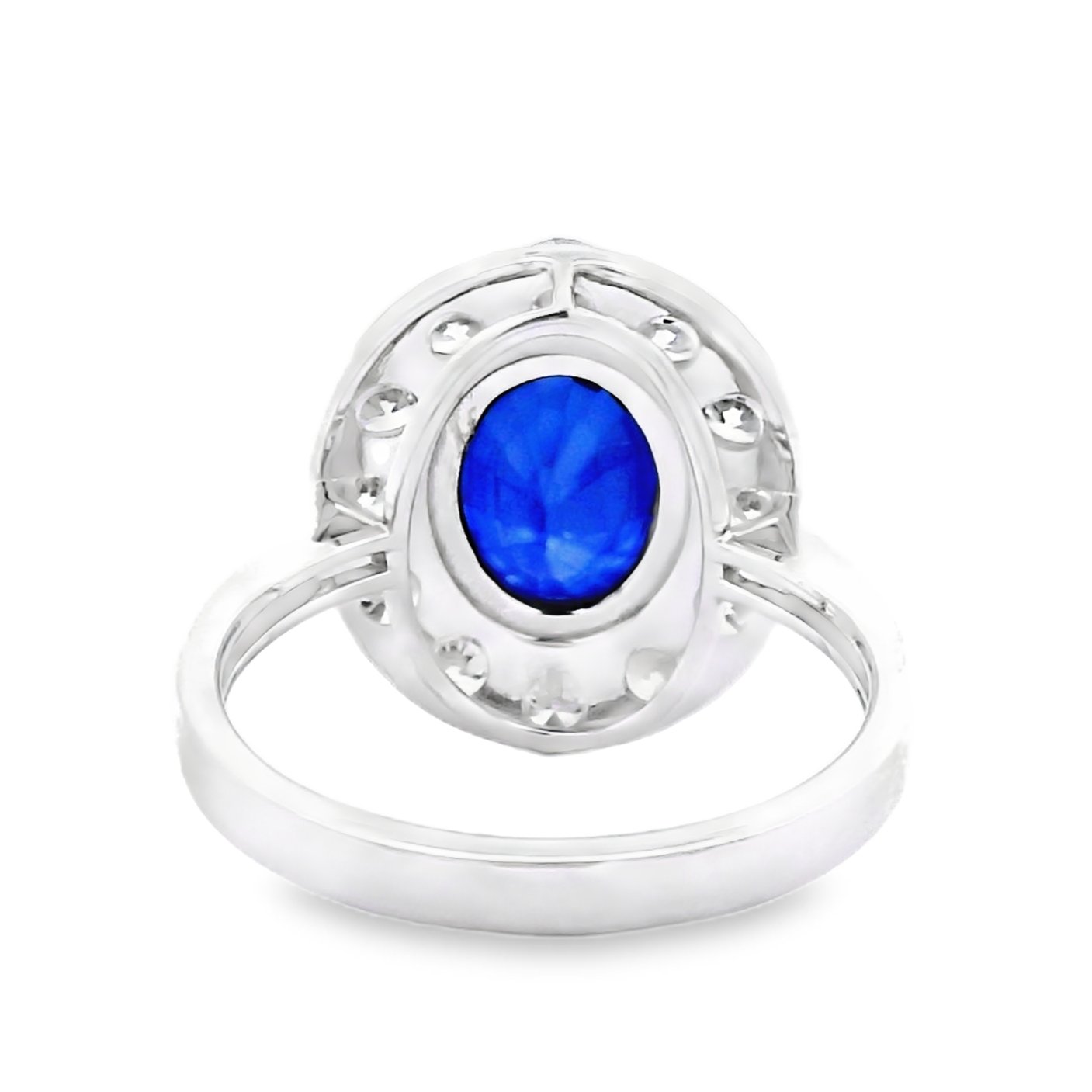 14k white gold 8.25 ct tw. lab-grown Sapphire-Diamond Ring