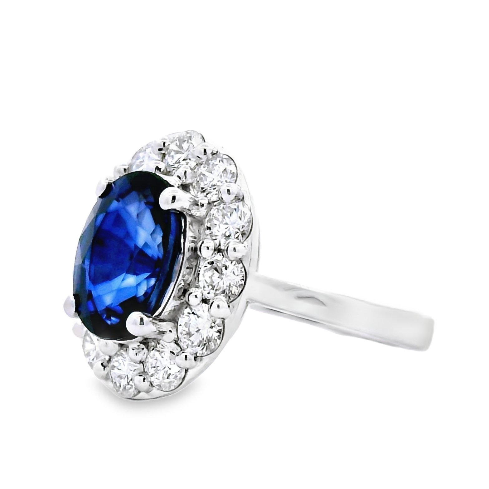 14k white gold 8.25 ct tw. lab-grown Sapphire-Diamond Ring