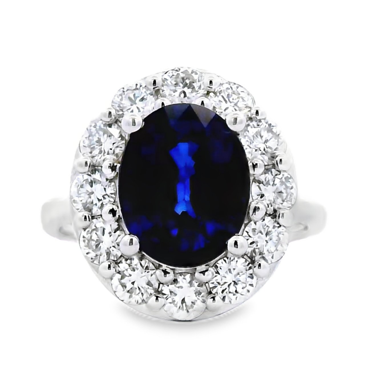 14k white gold 8.25 ct tw. lab-grown Sapphire-Diamond Ring