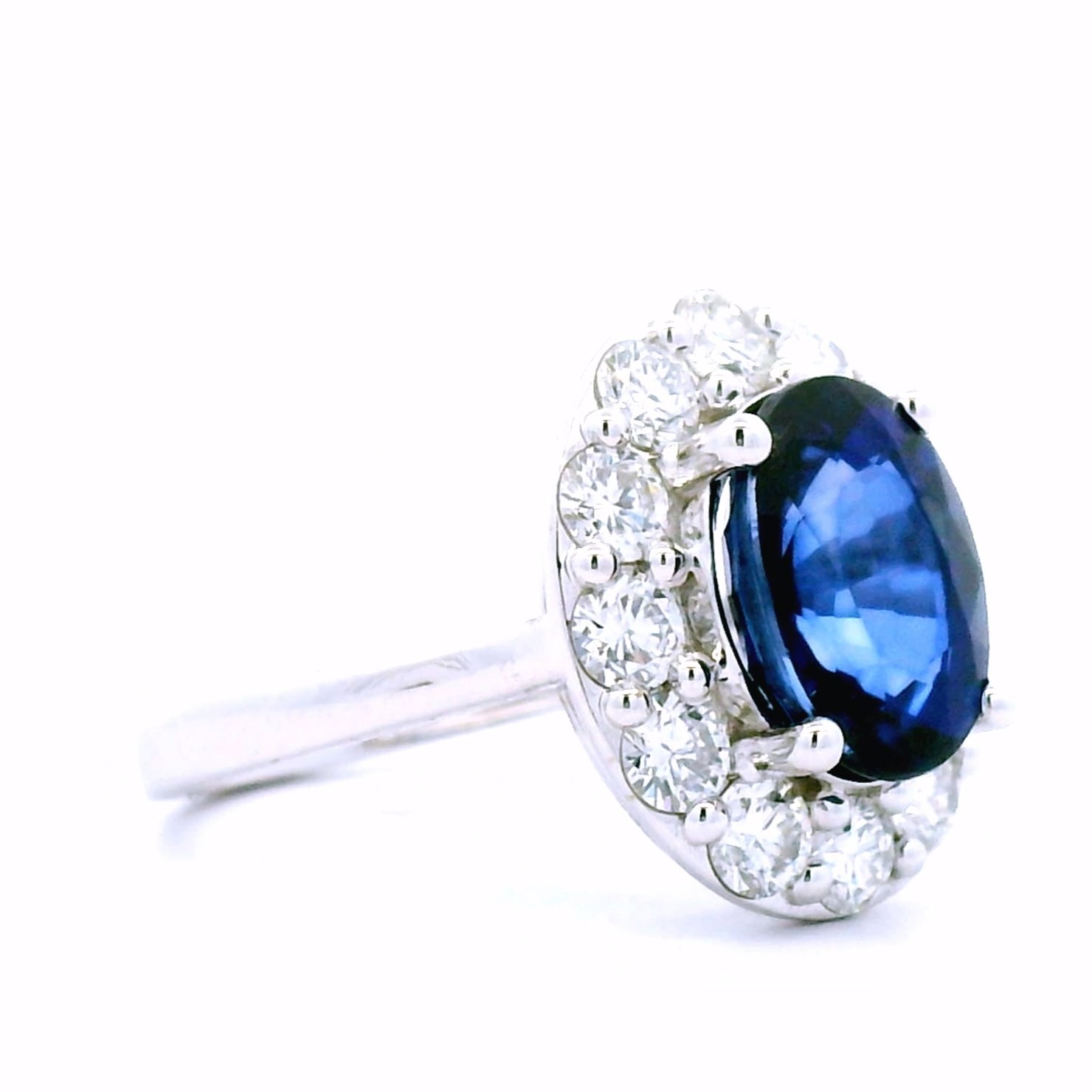 14k white gold 8.25 ct tw. lab-grown Sapphire-Diamond Ring