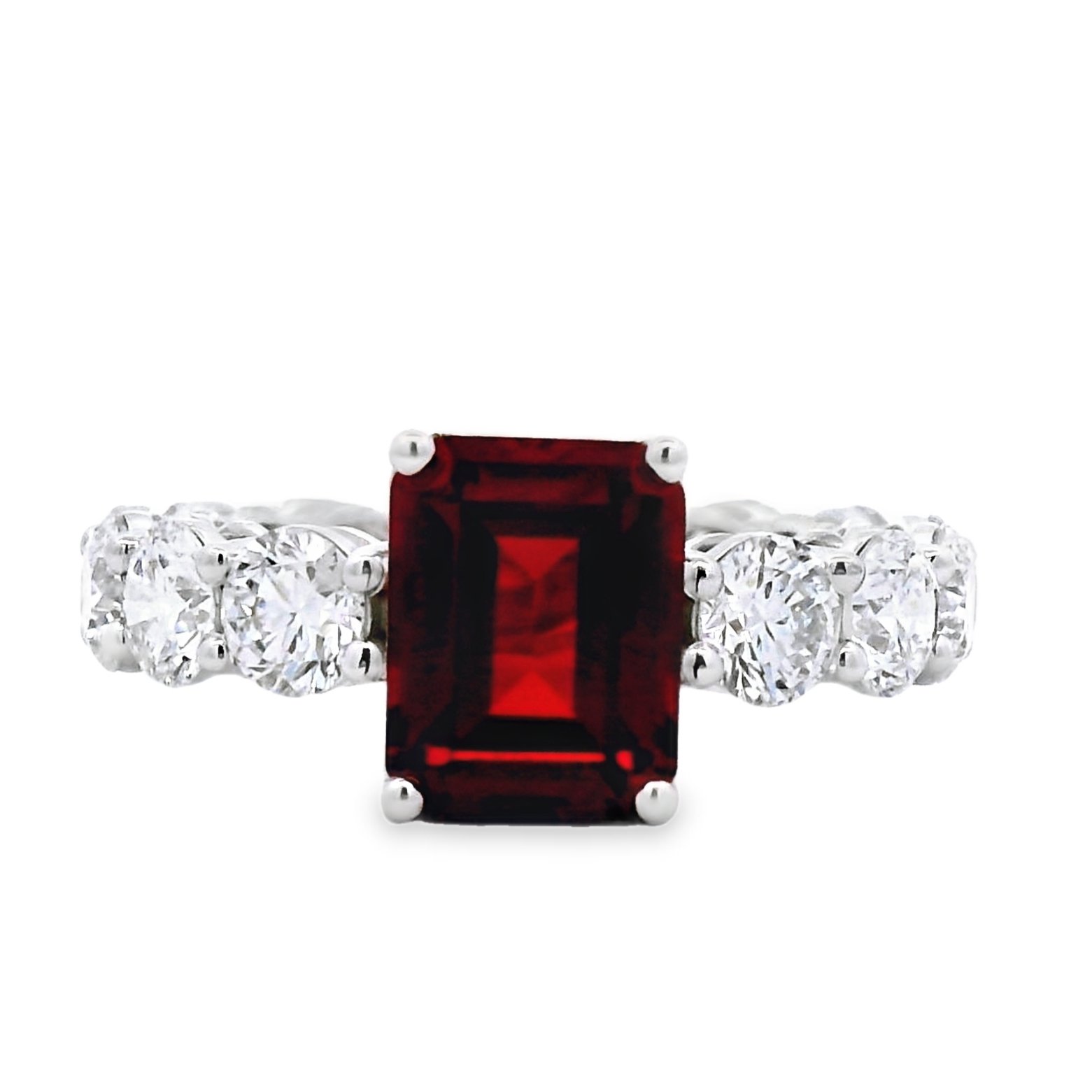 14k white gold 9.72 ct tw. lab-grown Ruby-Diamond Ring