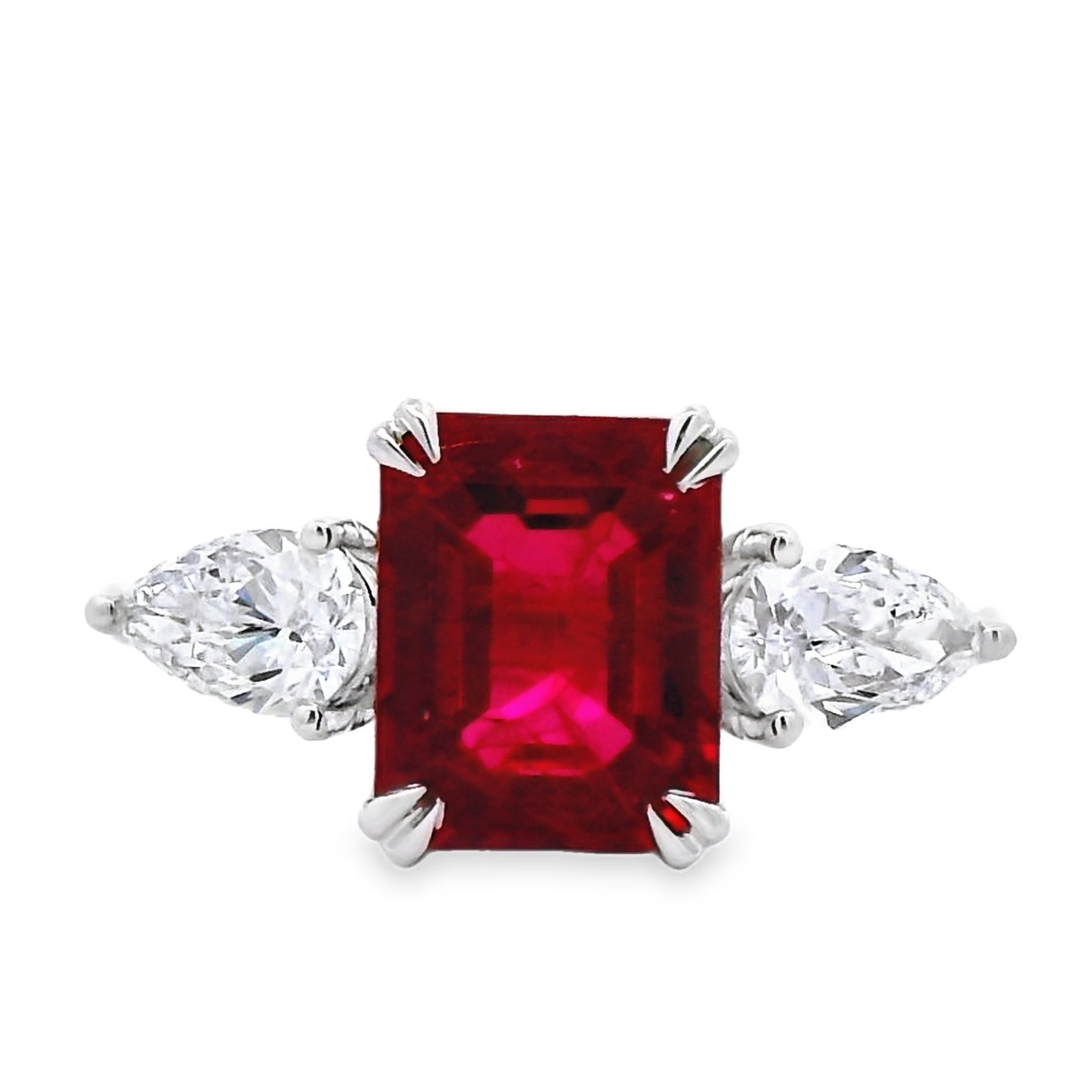 14k white gold 6.95 ct tw. lab-grown Ruby-Diamond Ring