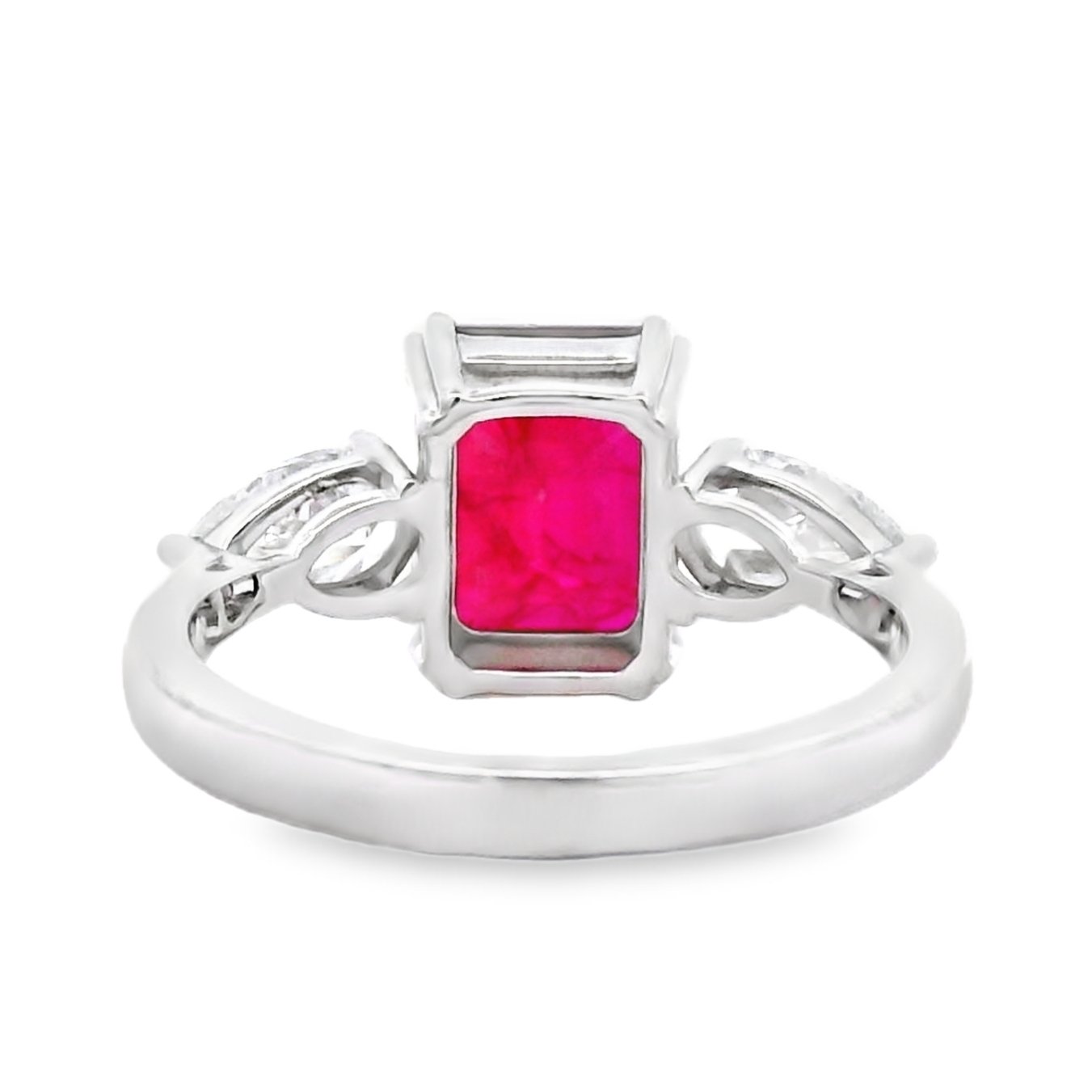 14k white gold 6.95 ct tw. lab-grown Ruby-Diamond Ring