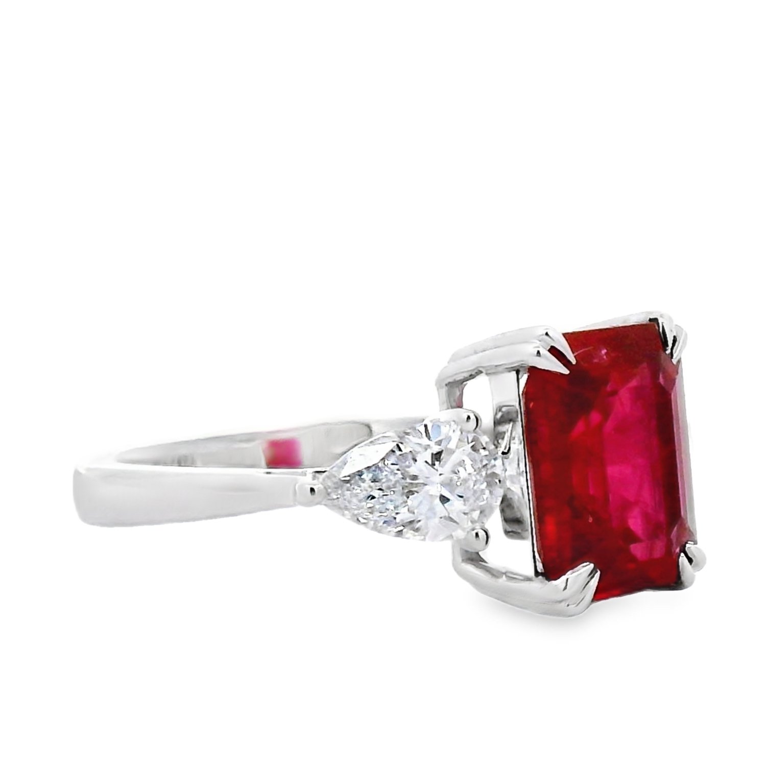 14k white gold 6.95 ct tw. lab-grown Ruby-Diamond Ring