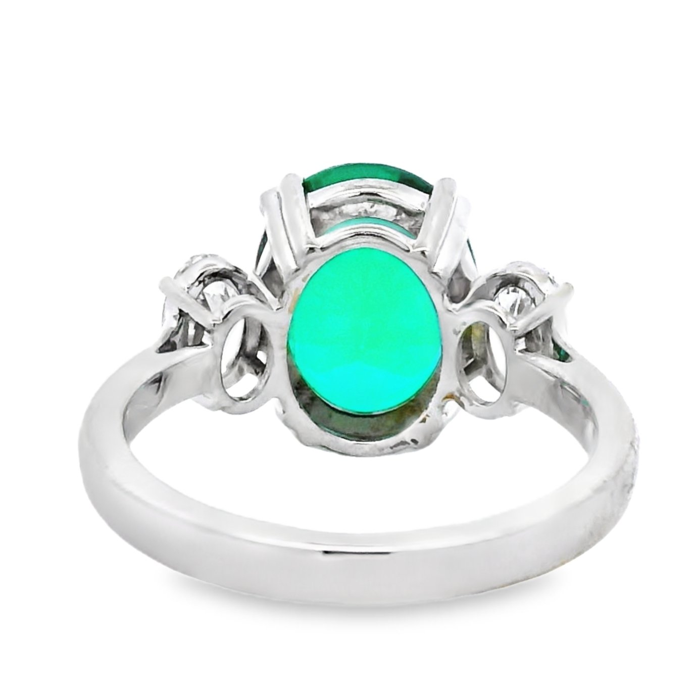 14k white gold 7.65 ct tw. lab-grown Emerald-Diamond Ring