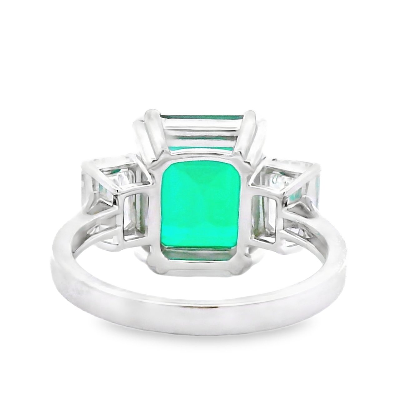 14k white gold 8.29 ct tw. lab-grown Emerald-Diamond Ring