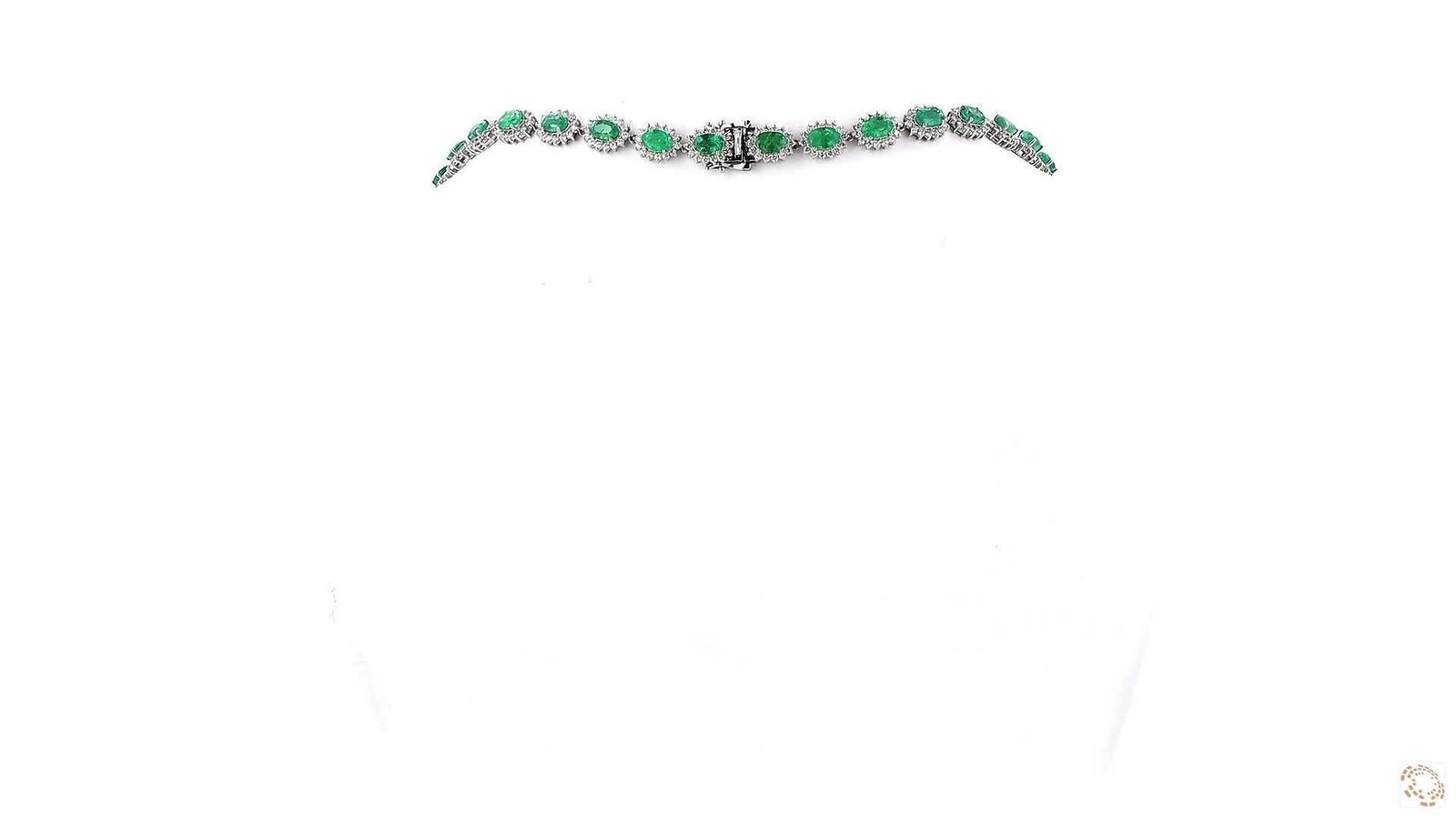 Necklace Platinum - 28.47ct. tw. Emerald - Diamond - Exclusive wedding Jewel