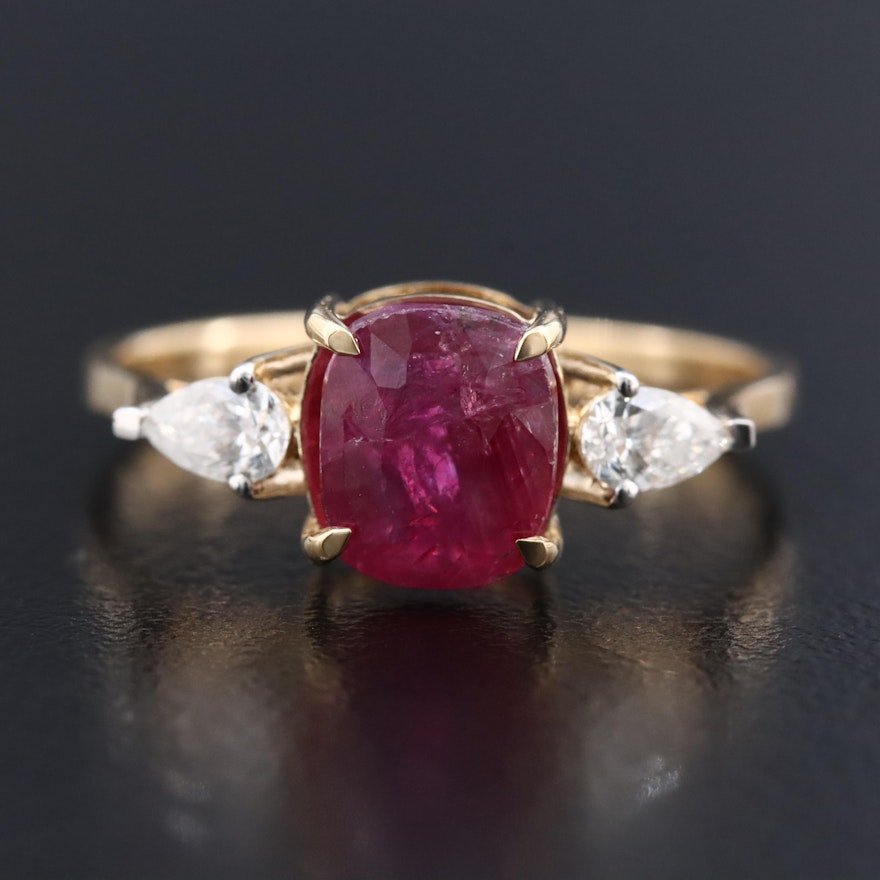 18K 2.24 CT Unheated Burmese Ruby and Diamond Ring with GIA Report