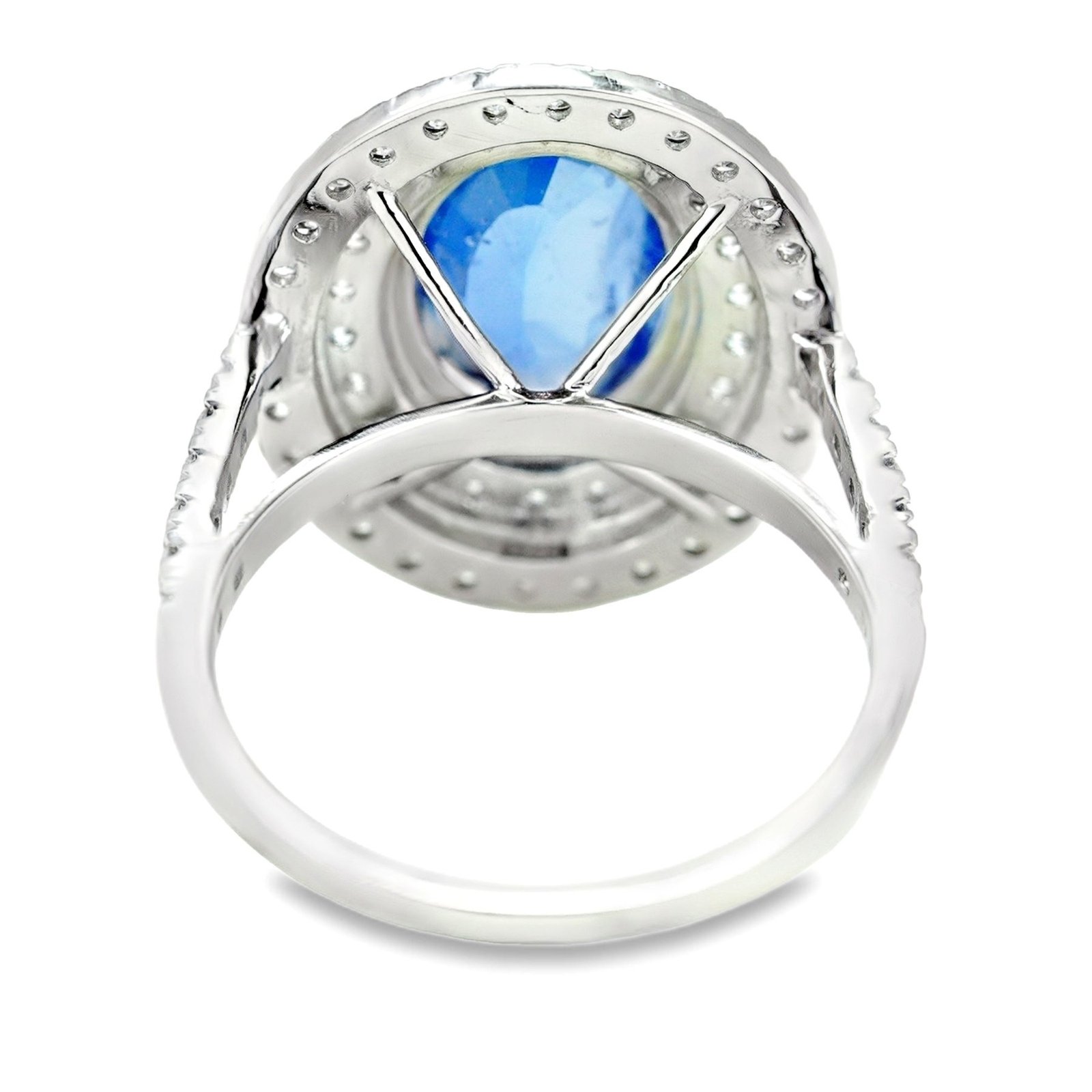 Ring Platinum - 6.13ct. tw. Sapphire - Diamond - IGI - Exclusive Sapphire