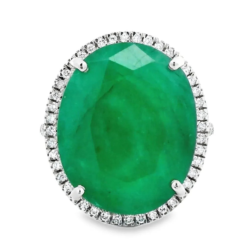 Ring Platinum - 12.29ct. tw. Emerald - Diamond