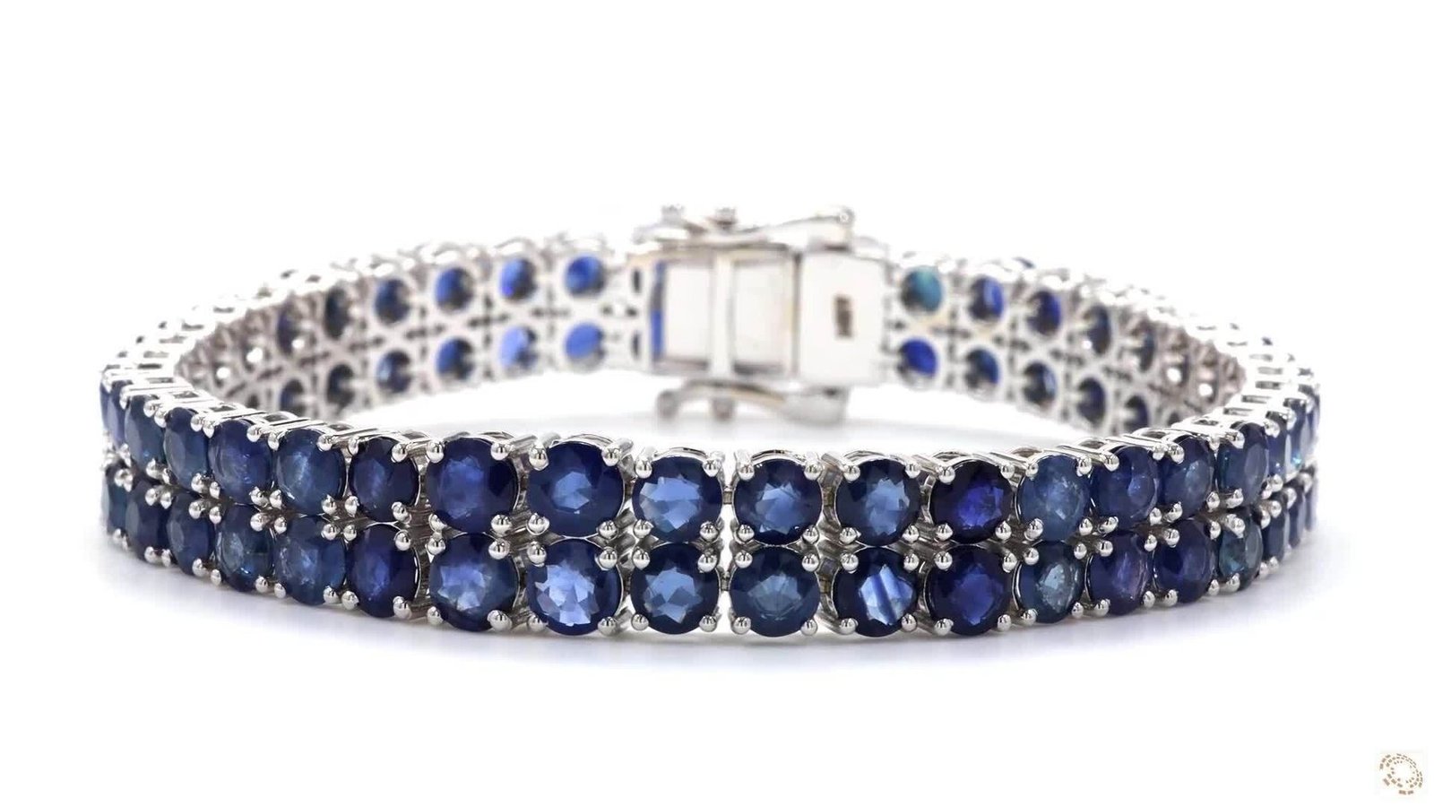 Tennis bracelet - 14 kt. White gold - 18.95ct. tw. Sapphire - DoubleLine Bracelet