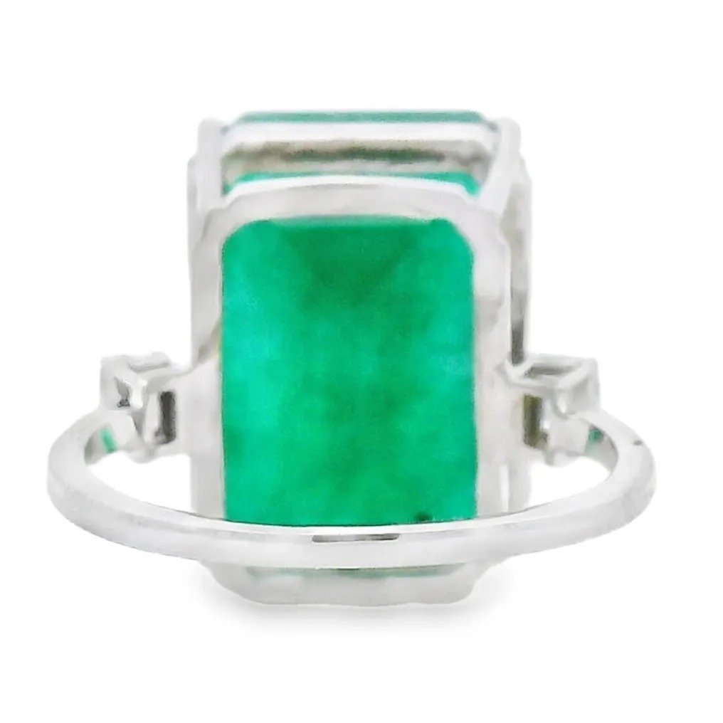 IGI Certified 16.00ct. tw. Emerald - Diamond Ring Platinum