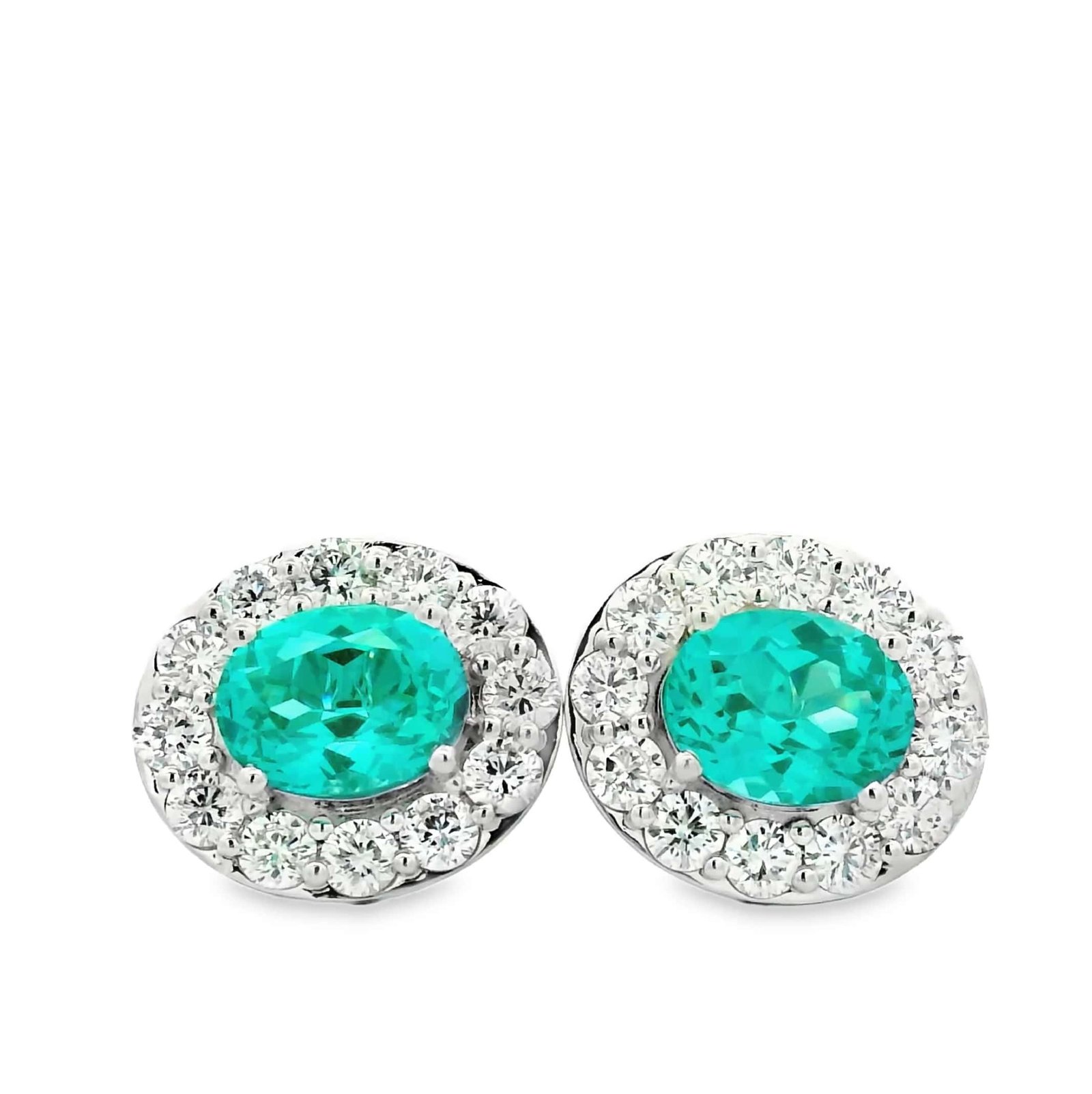 14k white gold 8.27 ct tw. lab-grown Emerald-Diamond Earrings IGI Certified