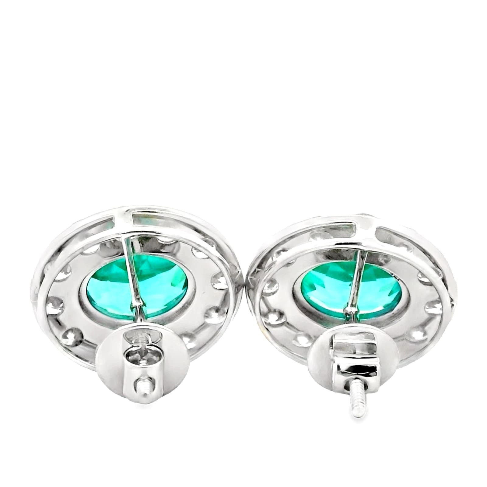 14k white gold 8.27 ct tw. lab-grown Emerald-Diamond Earrings IGI Certified