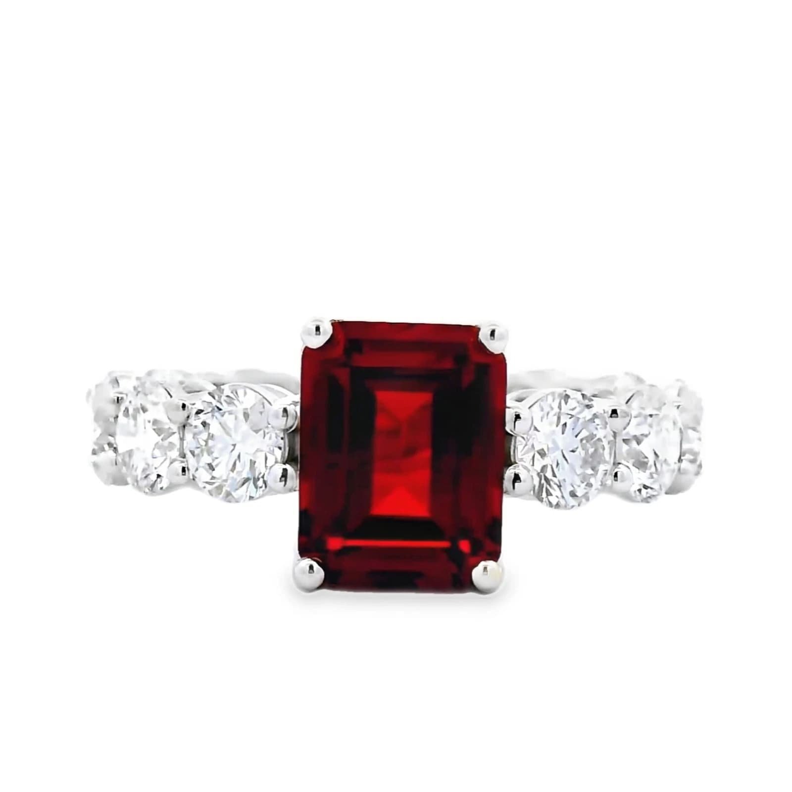 IGI Certified 6.86 ct tw. lab-grown Ruby-Diamond Ring 14k white gold