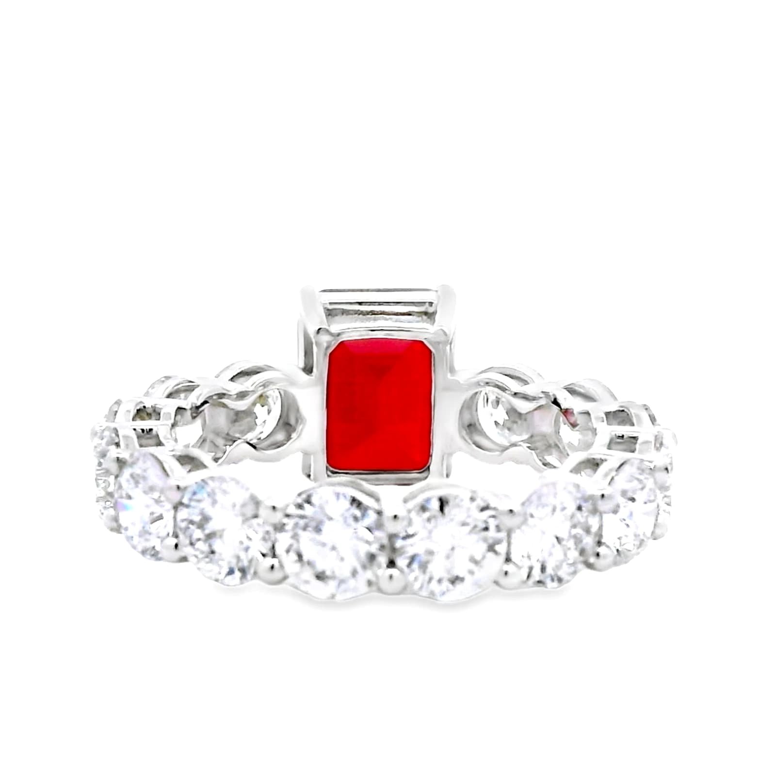 IGI Certified 6.86 ct tw. lab-grown Ruby-Diamond Ring 14k white gold