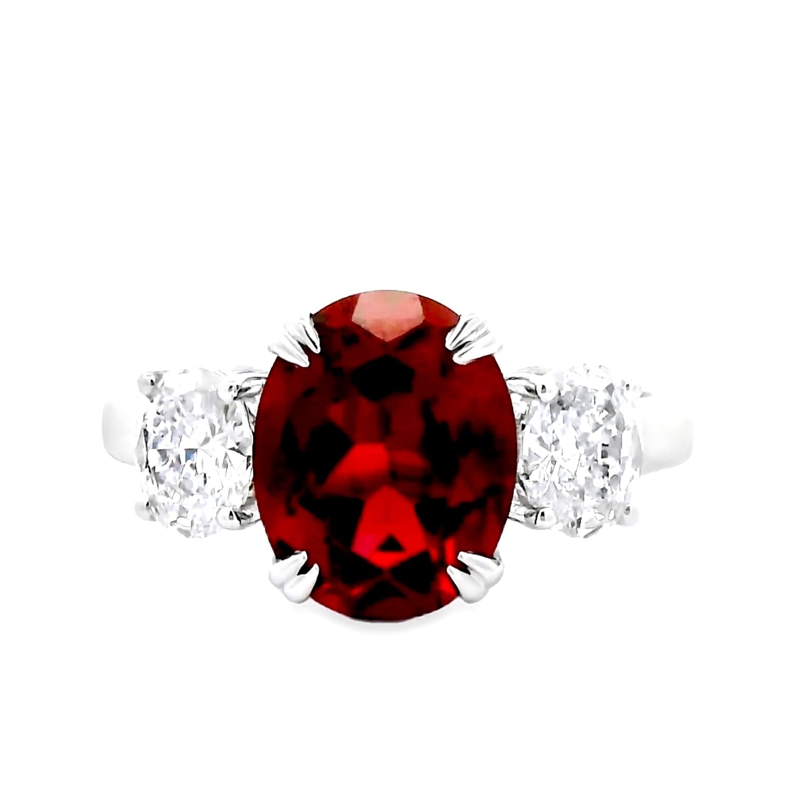 IGI Certified 3.7 ct tw. lab-grown Ruby-Diamond Ring 14k white gold
