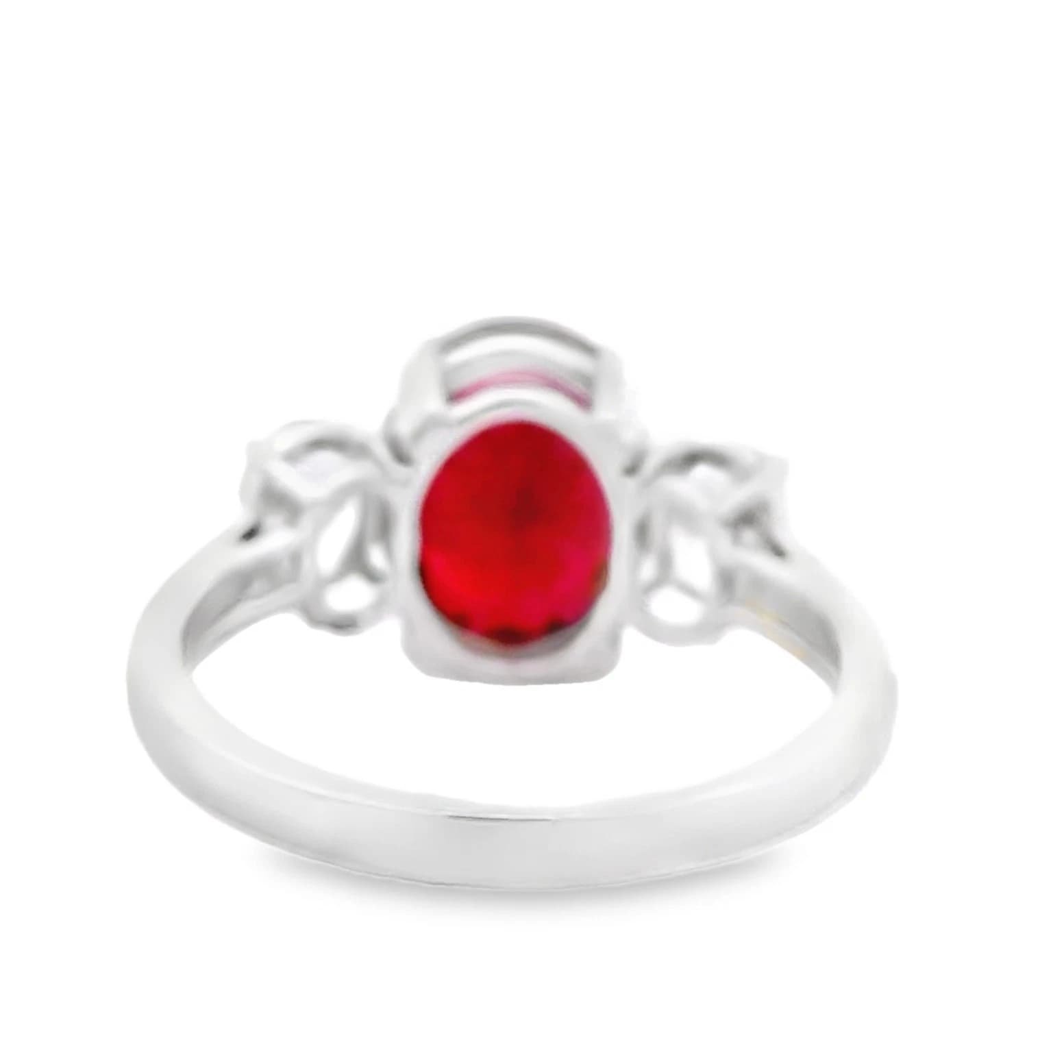IGI Certified 3.7 ct tw. lab-grown Ruby-Diamond Ring 14k white gold