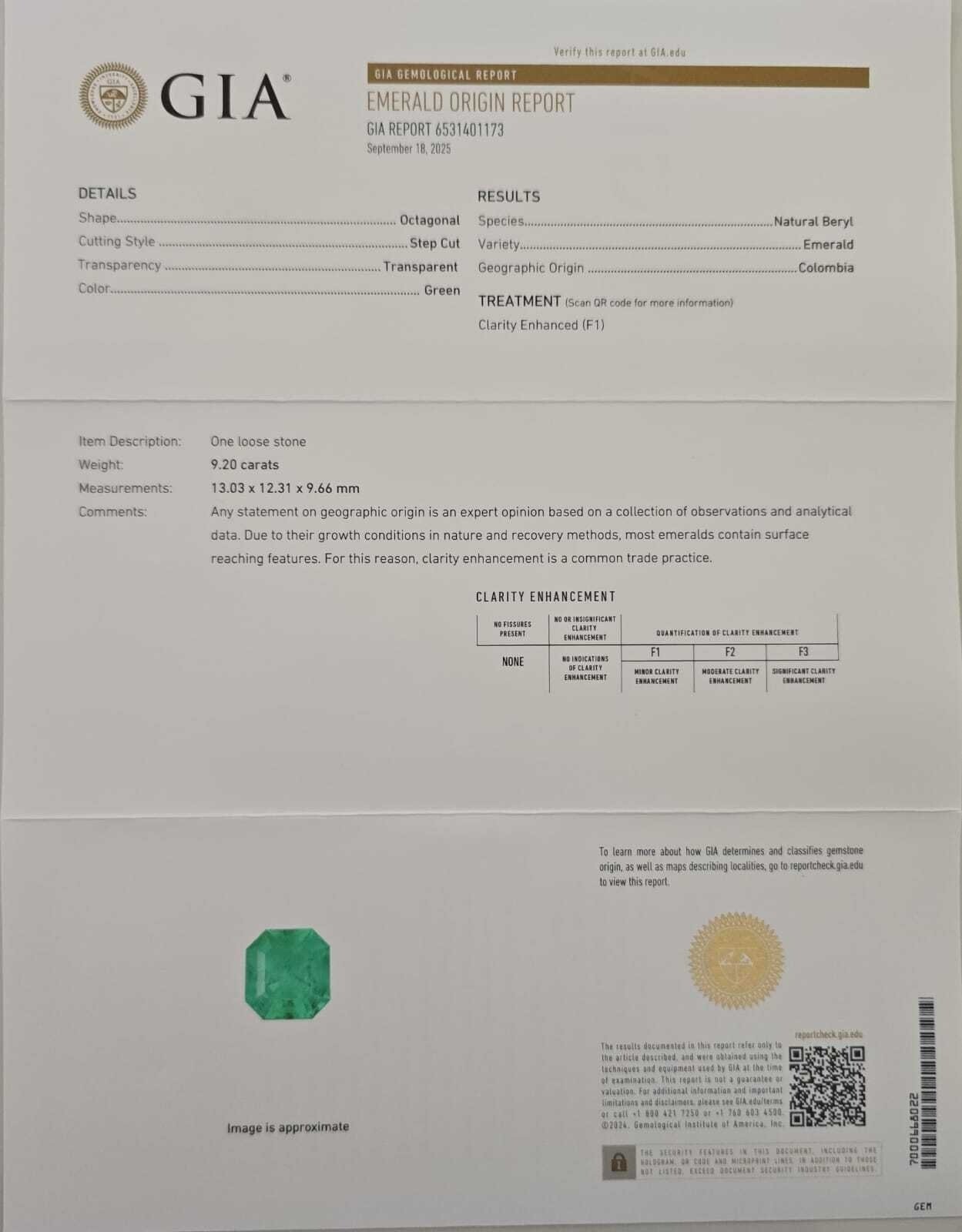 9.20 ct Natural emerald - Colombian no heat-GIA certified-Shari hari Gems &amp; Jewels