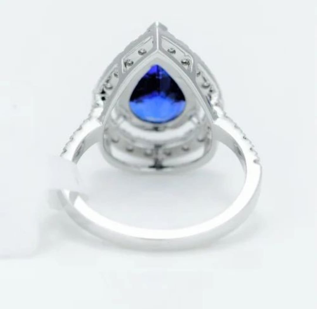 14k White Gold 2.28 Carat Tanzanite Ring with IGI certified - Shri Hari Gems & Jewels