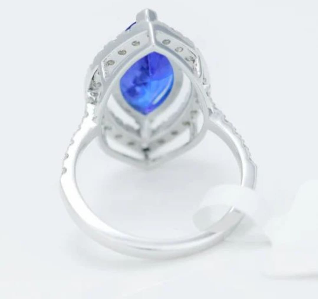 14k White Gold 2.320 Carat Tanzanite Diamond ring - Shri Hari Gems & Jewels