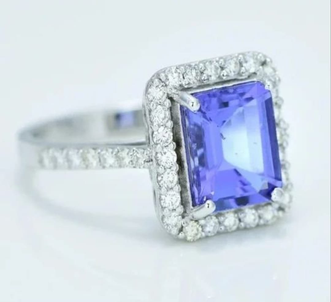 14k White Gold 2.62 Carat Tanzanite Diamond Ring - Shari Hari Gems & Jewels