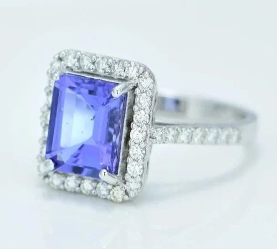 14k White Gold 2.62 Carat Tanzanite Diamond Ring - Shari Hari Gems & Jewels