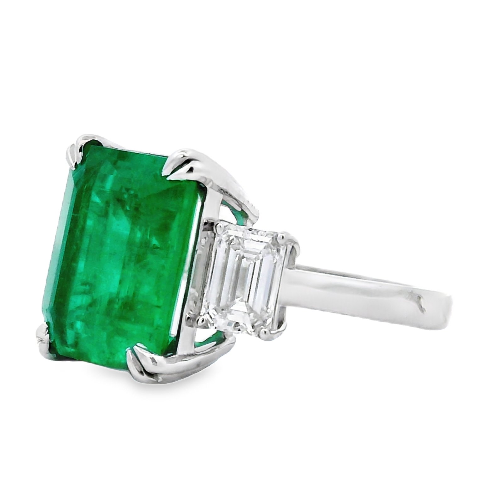 14Kt White gold 11.38 ct Emerald Diamond ring with IGI certified - Shri HAri Gems and Jewels