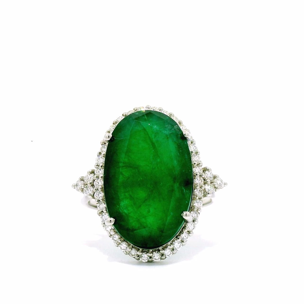 certified oval natural emerald 8.95 ct diamond platinum ring