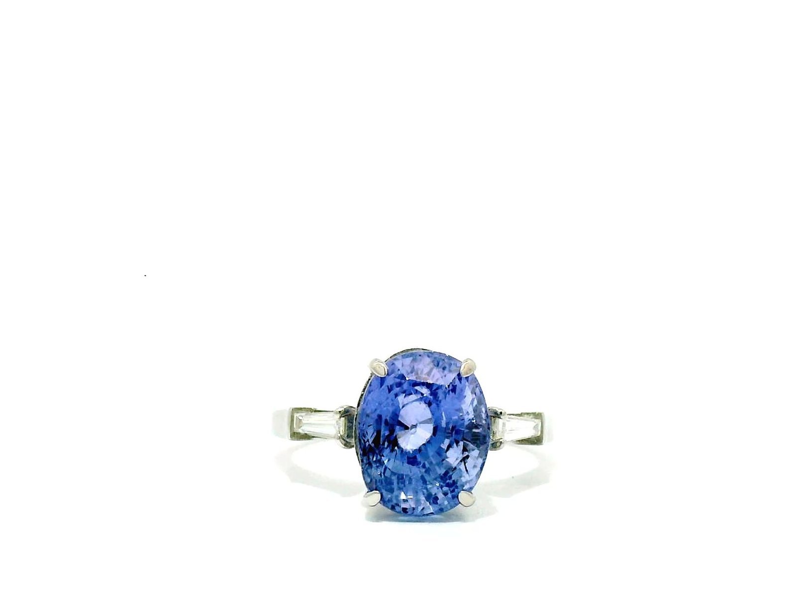 certified oval natural blue sapphire 5.56 ct diamond platinum ring