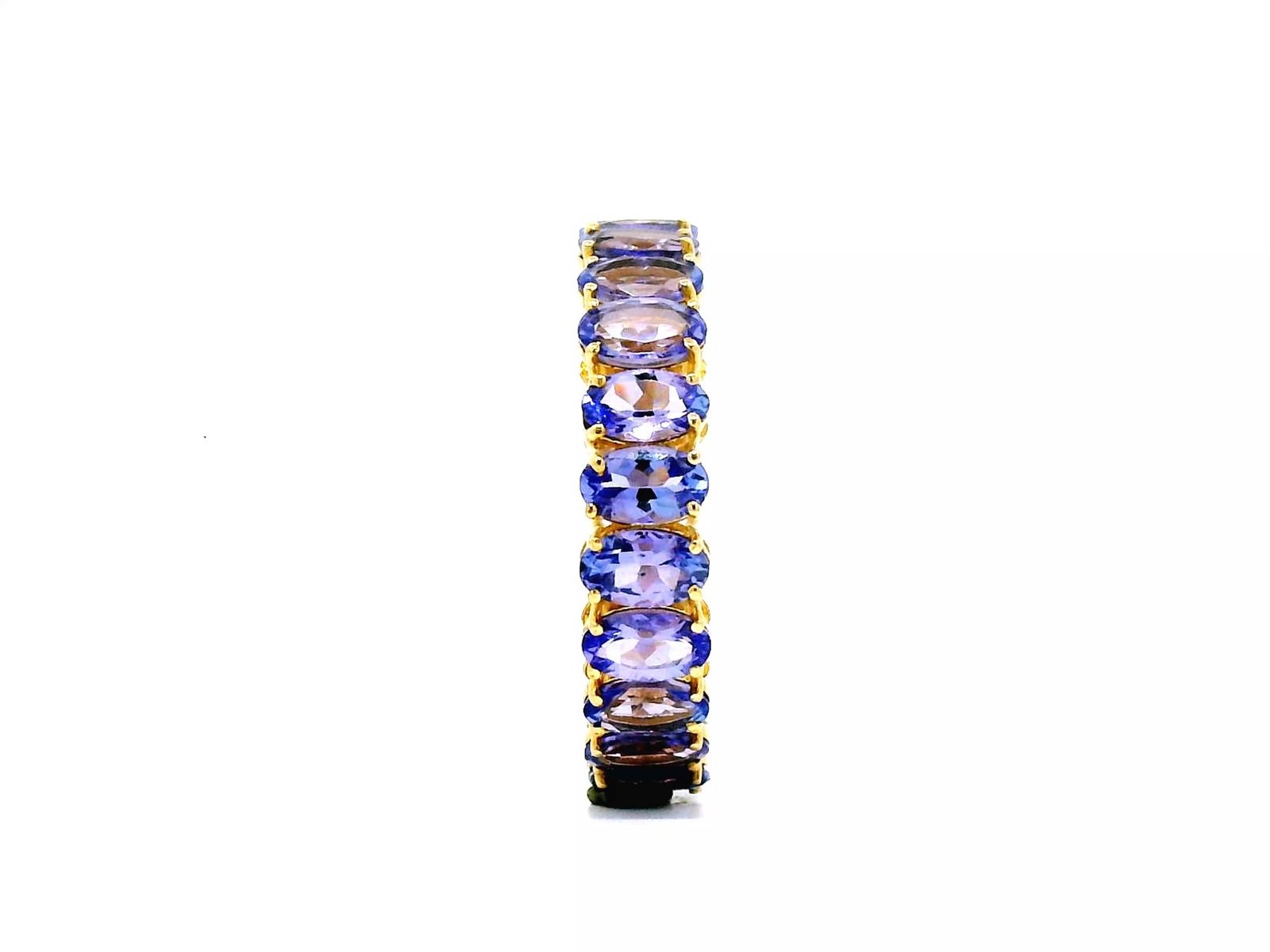 14k yellow gold certified oval tanzanite 5.11 ct eternity band
